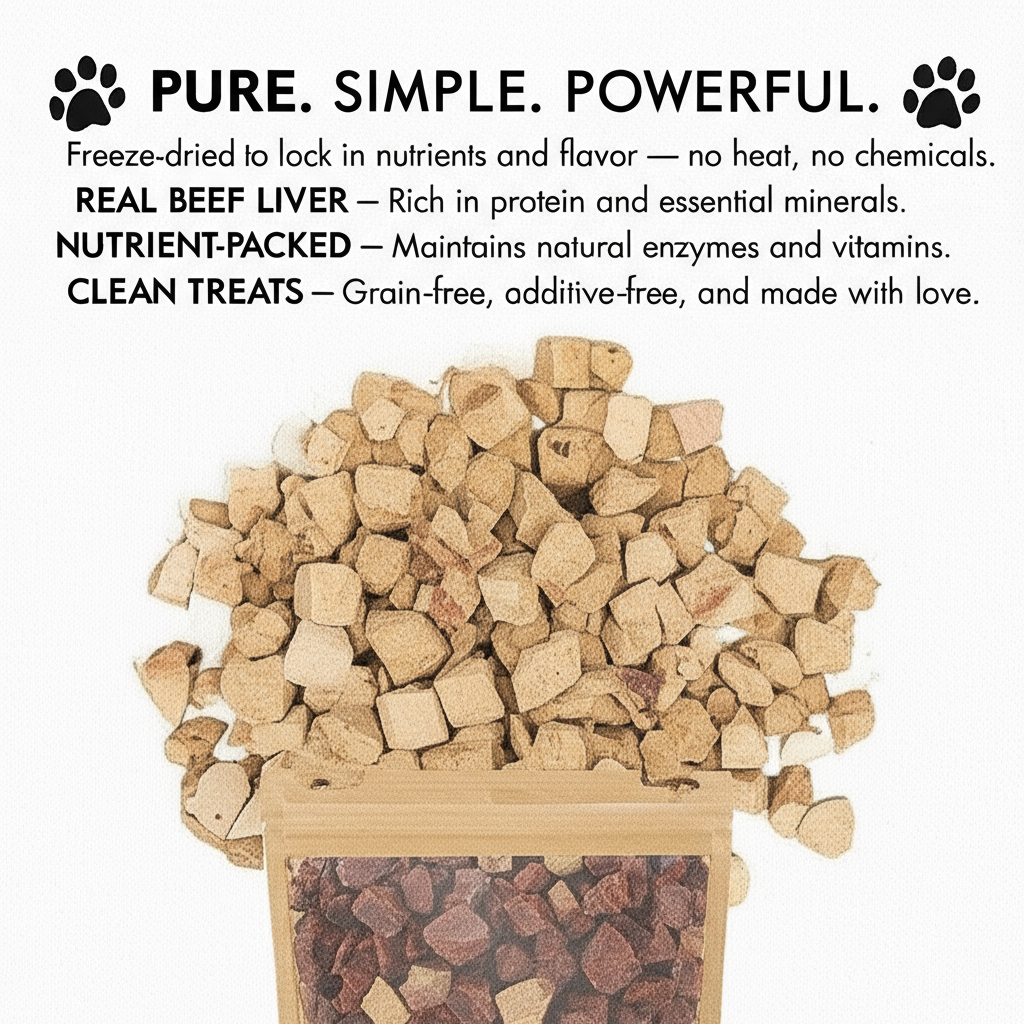 Freeze-Dried Beef Liver Dog Treats 100% Single Ingredient, High-Protein, Natural, Grain-Free Training Snacks for Dogs – Made in USA